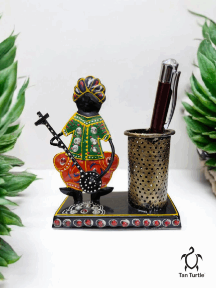 Tan Turtle Antique Metal Pen Holder – Folk Art Meets Functionality